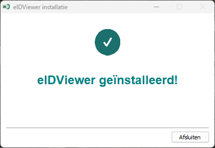 De installatie van software en eID kaartlezer is geslaagd.