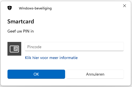 Geef je persoonlijke pincode in.